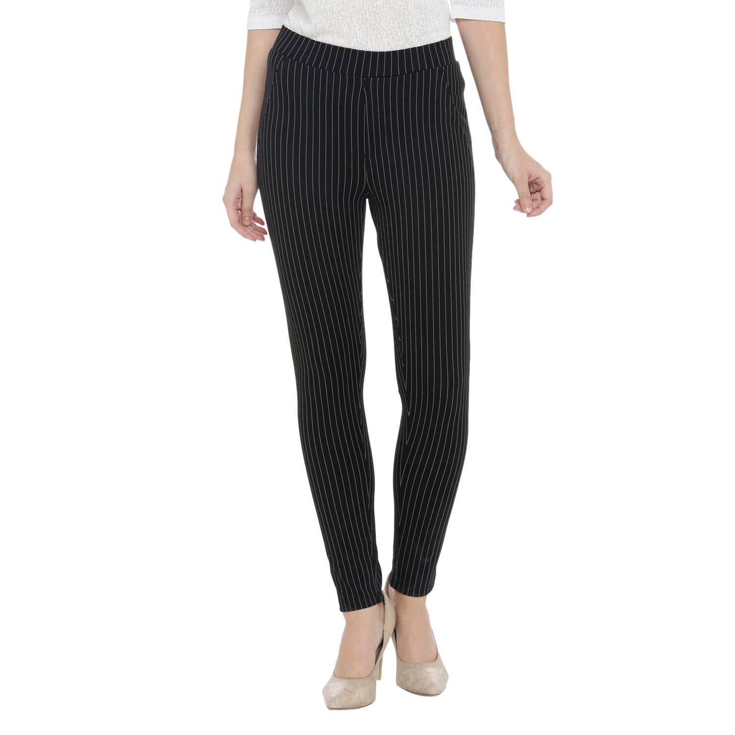 annabelle by pantaloons womens striped tregging