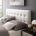 Modway Emily Tufted Button Faux Leather Upholstered King Headboard in White