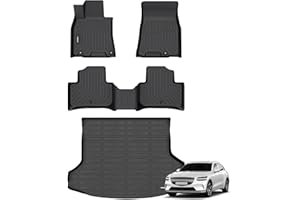 ANBINGO®-Floor Mats & Cargo Liner for Genesis GV70 2025 2024 2023 2022 (Not Fit Electrified GV70) Custom Fit Full GV70 All Weather Floor Mats Trunk mat GV70 Accessories - Black