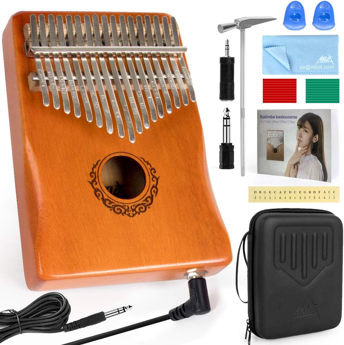 AKLOT 17 Keys Electric Kalimba,EQ Kalimbas Thumb Piano Marimba with