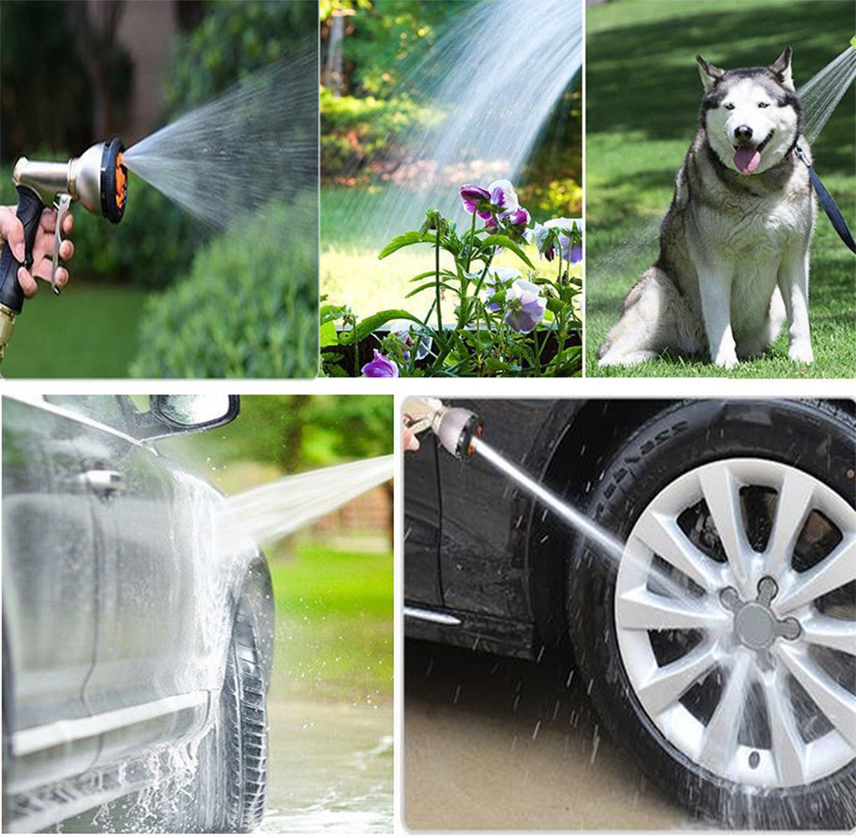 Xndryan Metal Hose Spray Gun﻿, 9 Adjustable Patterns Multi Spray Watering Gun, Heavy Duty Spary Nozzle for Plant Watering/Car Washing/Pet Showering/Sidewalk Cleaning