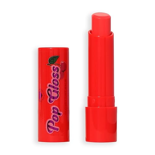 I Heart Revolution Pop Gloss Balm, Hydrating Lip Balm With Glossy Finish & Hint Of Colour, Vegan & Cruelty-Free, Cherry Red