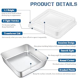 P&P CHEF Square Baking Cake Pan with Lid, Stainless