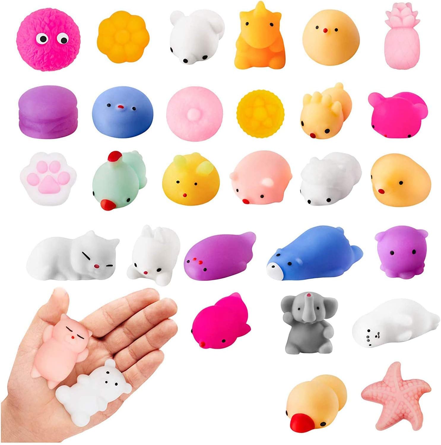 CORAL ENTERTAINMENTS Squishies Toys 30 Pack Kawaii Squishy Set Mini Soft Squeezable Sensory Fidget Toys Slow Rising Decoration and Stress Relief
