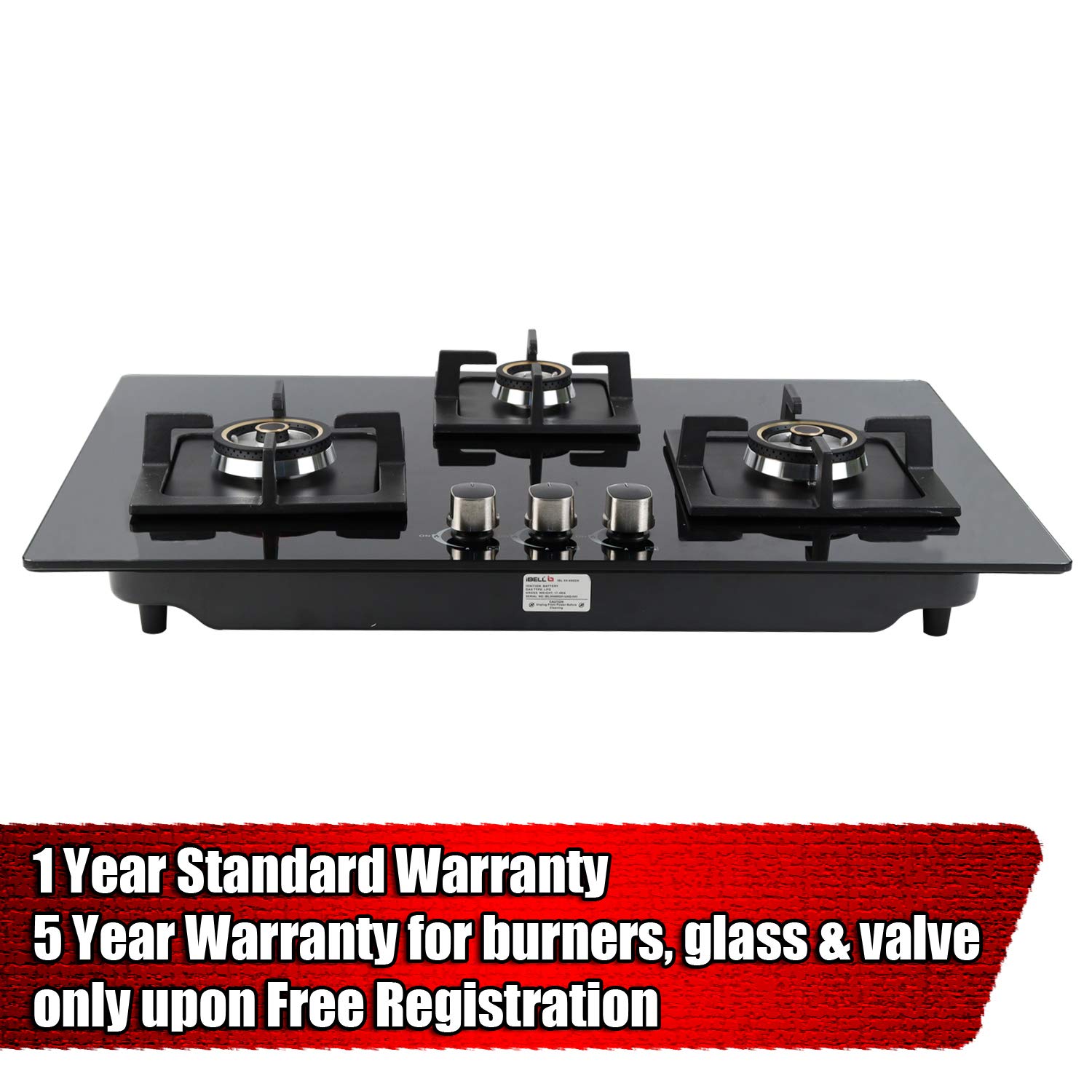HOB 3 Burner Glass Top Gas Stove with Auto Ignition iBELL Best