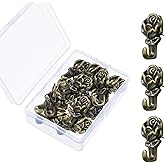 20 Pieces Push Pin Hangers Plant Shape Pin Hook Hanger Zinc Alloy Picture Bronze Wall Hooks(Rose)