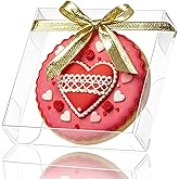 ROSPAKTEK 50Pcs 4x4x1.2inch Clear Single Cookies Boxes with Full Window Macaron Boxes with Full Window for Cookies, Macarons, Brownies, Small Treats, Candy, Mini Pies - Wedding, Birthday Party