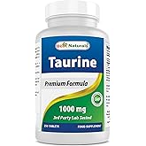 Best Naturals Taurine 1000 mg 250 Tablets - Supports Eye Health, Healthy Cellular Activity & Cardiovascular Health