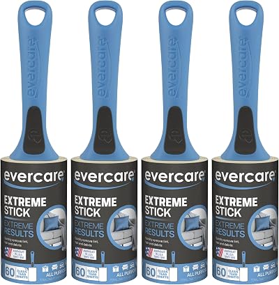 Evercare Professional Extra Sticky Lint Roller, 60 Sheets, 4 Pack