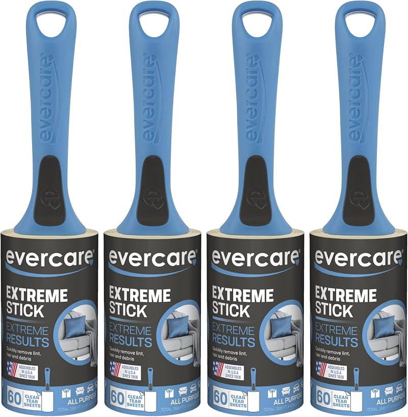 Evercare Professional Extra Sticky Lint Roller, 60 Sheets, 4 Pack