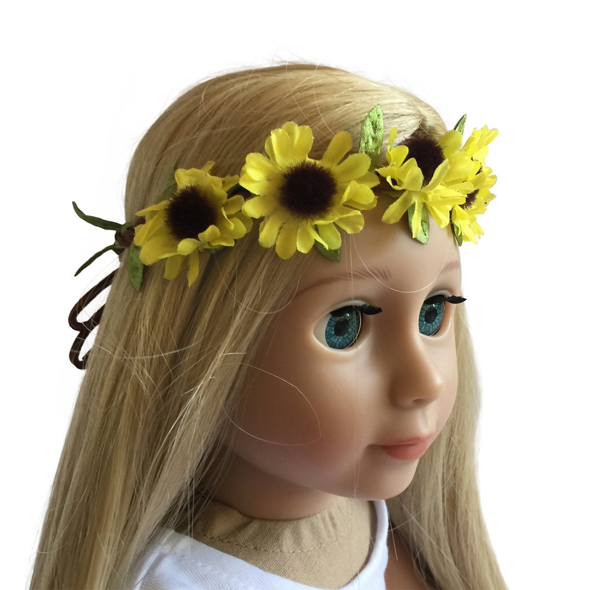 The New York Doll collection 18 inch/46 cm Doll Headband – Floral Yellow Sunflower Wreath - Hair Accessories for 18 inch/ 46 cm Dolls