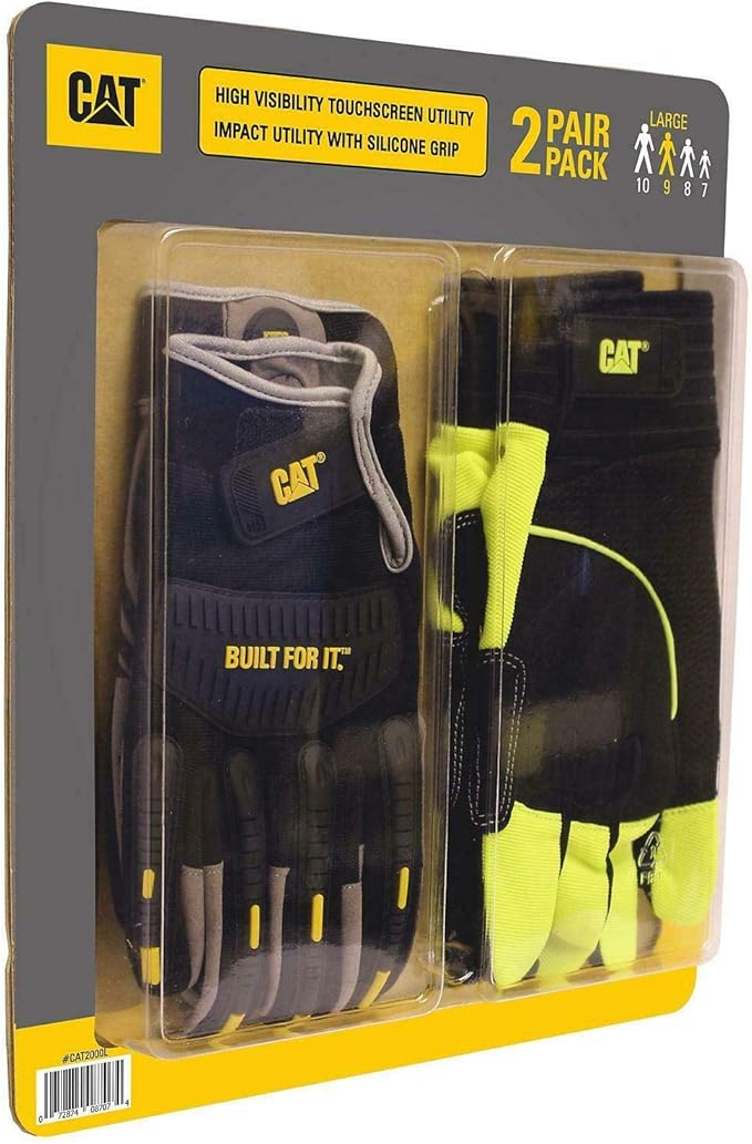 Cat Brand High Visibility touchsceen Utility Gloves w/Silicone Grip 2