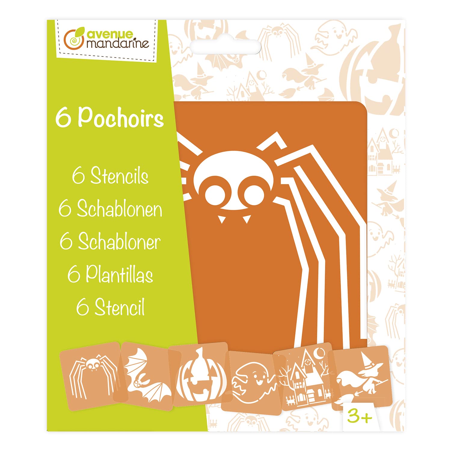 Avenue Mandarine - Ref PO003O - Stencil Set - Halloween Designs - 6 Stencils Per Pack, Translucent for Easy Placement, Compatible with Felt Tips, Pencils, Paint & More — image 1