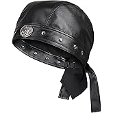 Hachapy Leather Biker Cap for Women - Adjustable Skull Motorcycle Hat with Snug Fit, Stylish Biker Head Wrap & Riding Cap