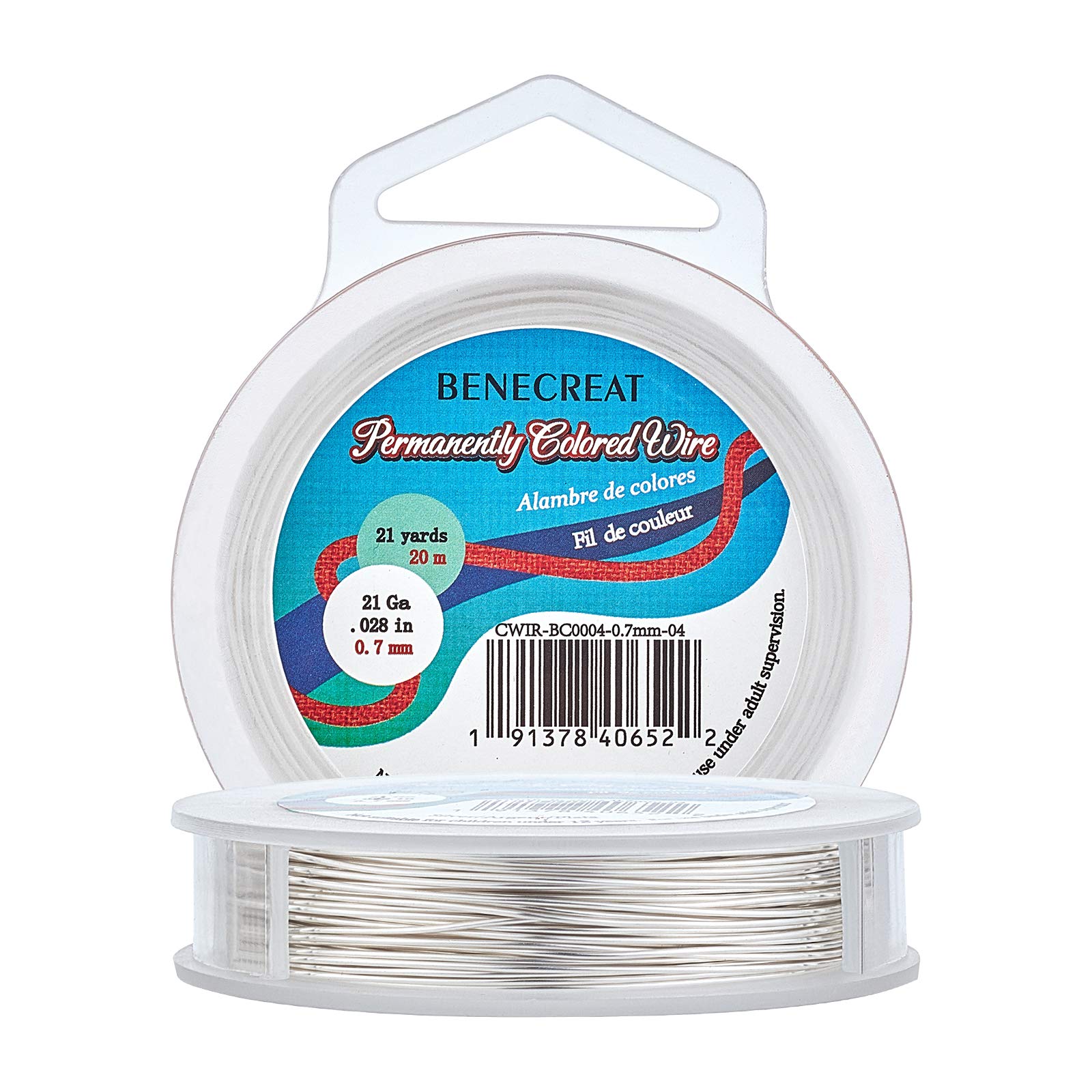 BENECREAT 21 Gauge Craft Jewelry Silver Copper Wire 65 Feet Tarnish Resistant for Wrapping Pendant, Beading and Jewelry Making Supplies — image 1