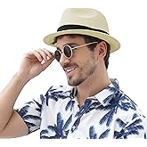 Panama Hat Straw Fedora Hat for Men Women Packable Short Brim UPF 50+ UV Sun Protection Summer Beach Hat