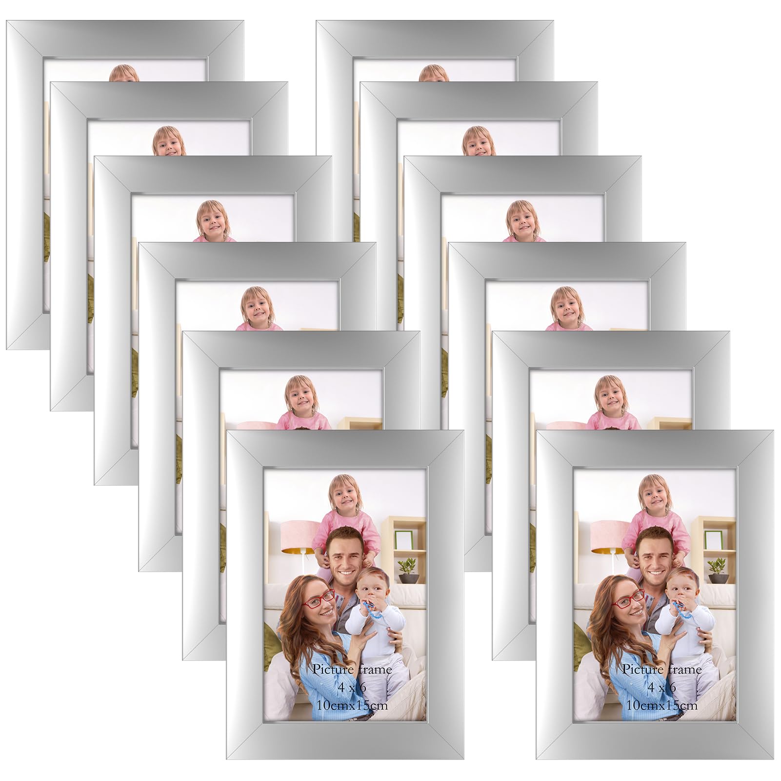 Giftgarden Silver 6x4 Photo Frames 12 Pack, Modern 4x6 Picture Photo Frames for Wall or Tabletop Display — image 1