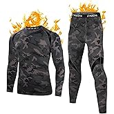 Muezna Men's Thermal Top and Bottom Set Underwear Long Johns Base Layer with Soft Fleece Lined
