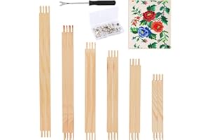 12 Pcs 3 Sets Embroidery Stretcher Bars, 6 Sizes Wooden Canvas Stretcher Bars Needlepoint Frame Kit with 40 Thumb Tacks & Tac