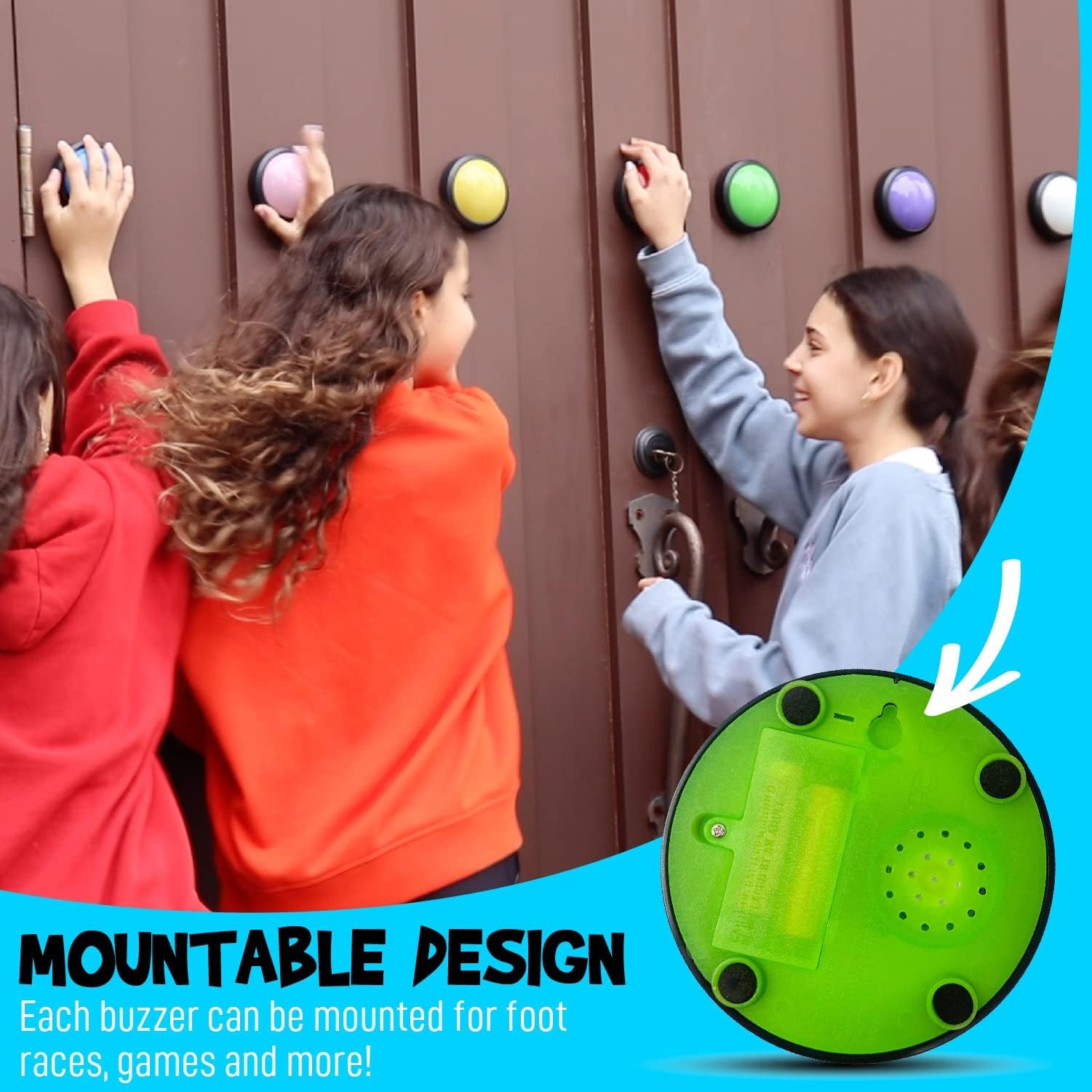 Teacher's Choice Light Up Game Buzzer System, Displays The Winning Player Loud, Unique Sounds for Each Buzzer, Great for Trivia Games, Family Feud, Jeopardy (8 Pack)