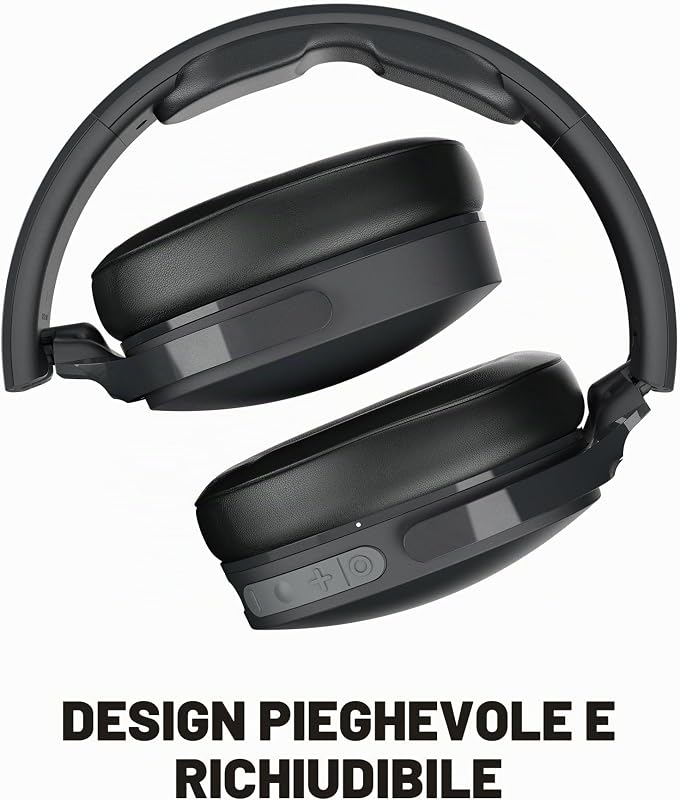 Hesh Evo Cuffie Wireless Over-Ear con Bluetooth, Bassi Multisensoriali, Cancellazione del Rumore, 36 Ore di Autonomia, Design Comprimibile - Nero