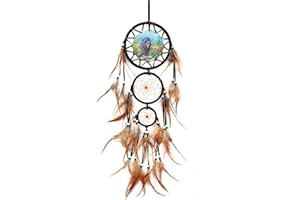 Ipoouer Bear Dream Catcher Big Authentic Wall Feather Indian Handmade Native American Bedroom Decor Dream Catchers (Blue)