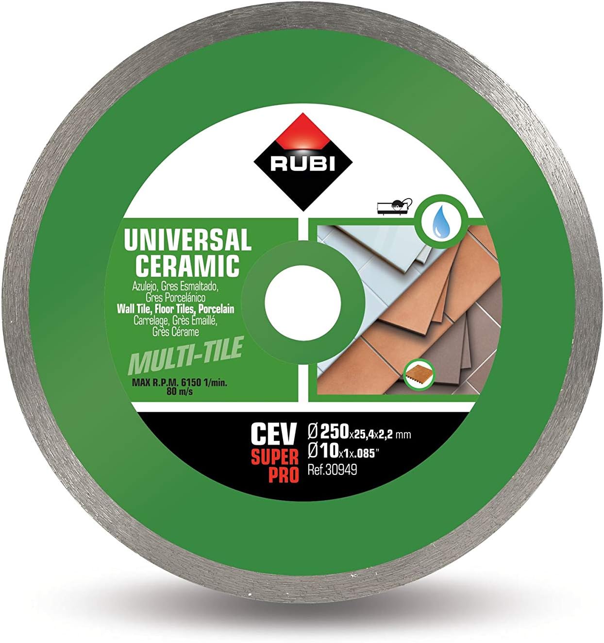 RUBI 30949 250 mm Diamond Blade, Grey, Gray