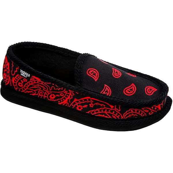 Troooper America KS-002 Bandanna Paisley Slip-On House Shoe Slippers - Canvas Upper, Cushion Insole