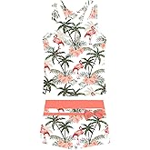 UNIFACO Girls Swimsuits Two Piece Tankini Bathing Suits Boyshort Summer Beach Rash Guard Swimwear for 4-13T