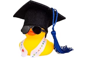 CoFuBcad Graduation Duck Car Ornament, Rubber Duck Car Dashboard Decor with Mini Graduation Hat Sash Sunglasses