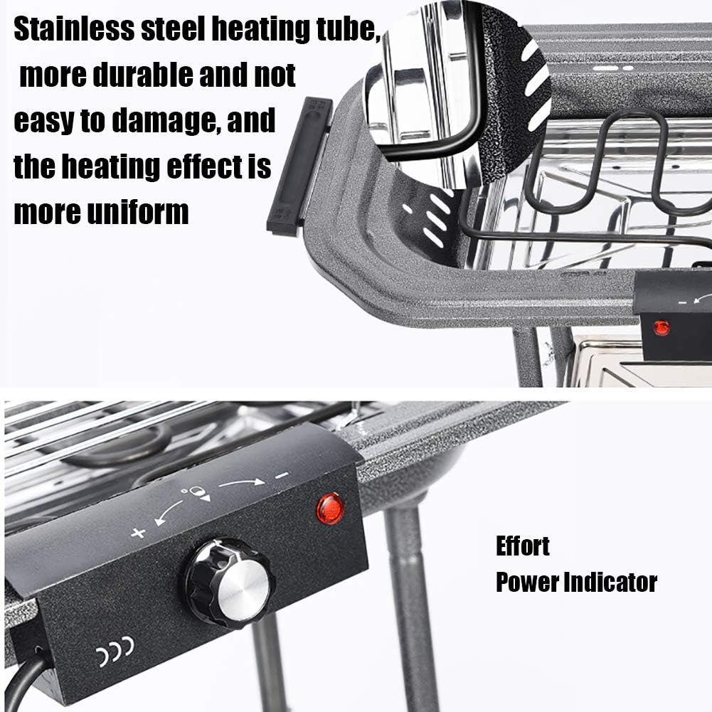 review LIN Electric Barbecue Grill with Stand Table Grill, Auto-Thermostat Control with Overheat Protection, Easy Clean Non- Stick Coated