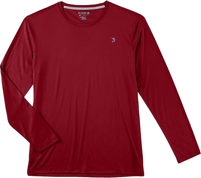 Reel Legends Mens ReelTec Long Sleeve Shirt Small Rhubarb red