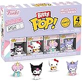 Funko Pop! Bitty: Sanrio - Kuromi, Hello Kitty (Ice Cream), My Melody (Unicorn Party), and Chase Mini Figure - 0.9 Inch (2.2 Cm) - Hello Kitty Collectable - Stackable Display Shelf Included