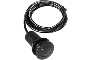 CLEESINK Air Activated Switch Button with Air Hose, Sink Top Black Push Button for Food Waste Garbage Disposal Part (LONG, 2.5 Inch)