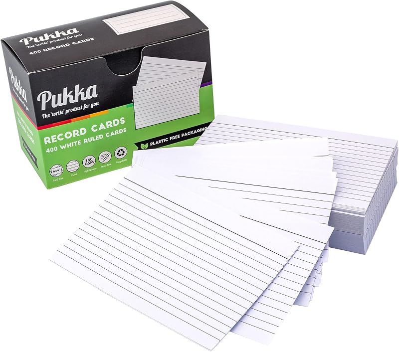 Pukka Pad Revision Cards 400 Pack 160 GSM 6x4 White Plastic-Free Box