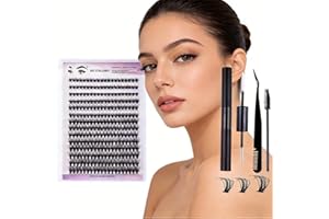 DIY Eyelash Clusters Kit: 280 Pcs D Curl Wispy Individual Lashes, 8-16mm Mixed Natural Lengths with Invisible Thin Band, Comp