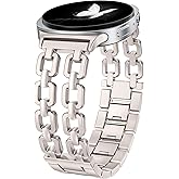 Wearlizer Metal Bands Compatible with Samsung Galaxy Watch 8 Band 40mm 44mm/Watch 8 Classic 46mm, No Gap Dressy Stainless Steel Chain Strap Wristbands Accessories for Women
