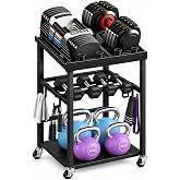 Adjustable Dumbbell Rack, 500LB Heavy Duty Dumbbell Stand for Home Gym | Dumbbell Storage Rack with Adjustable Rails, Removable Side Panels, Hooks &amp; Multi-Level Storage (Rack Only)