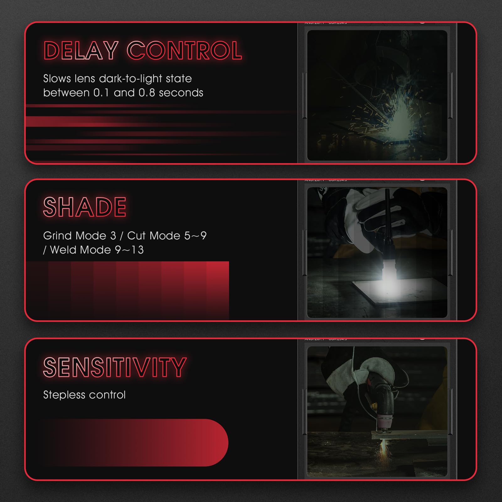 YESWELDER Large View Auto Darkening Welding Helmet, Blue Light Blocking, 1/1/1/1 True Color Solar Powered Welder Hood Mask with 4 Arc Sensors, Wide Shade 3/5-9/9-13 for TIG MIG ARC CUT and GRIND