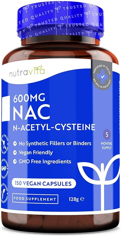 Nutravita NAC N-Acetyl-Cysteine 600mg 150 Vegan Capsules 5 Month Supply