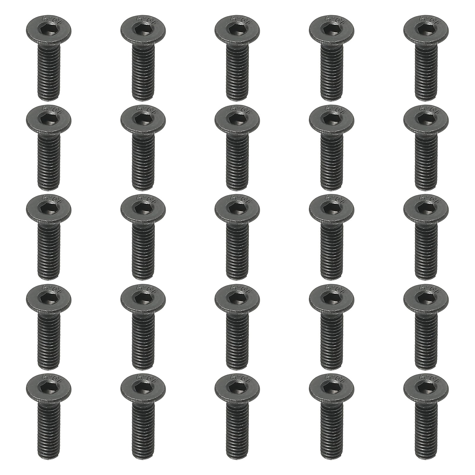 PATIKIL M3 x 12 mm Flat Head Socket Cap Screws, 100 Pack Flat Countersunk Bolts Medium Carbon Steel Hex Socket Drive Machine Screws Full Thread Black Oxide Grade 10.9 — image 1