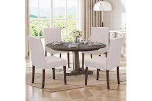 MALOL Upholstered Parsons Dining Chairs Set of 4, Modern Dining Room Chairs with Back, Fabric Kitchen Side Chairs with Wood Legs for Dinner Farmhouse Restaurant, Beige
