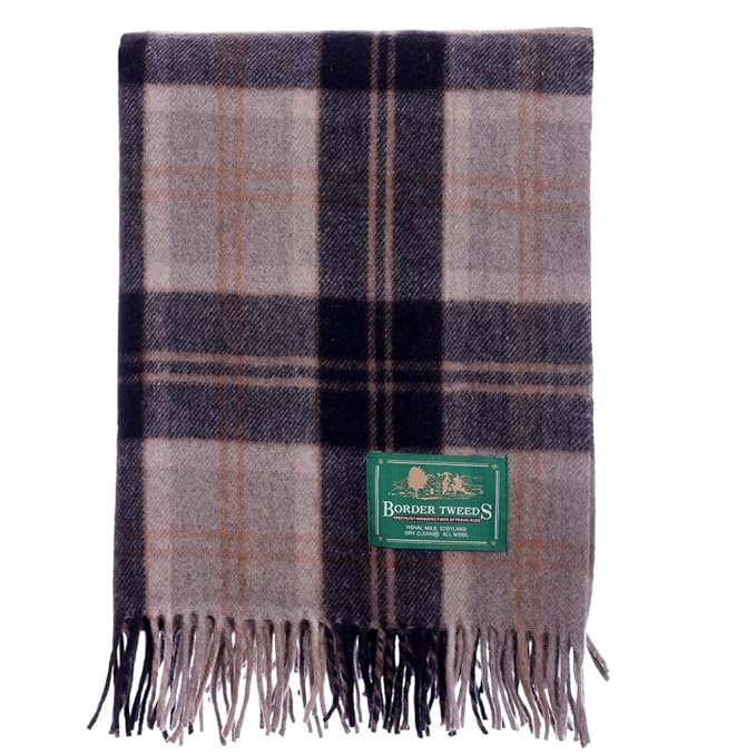 BORDER TWEEDS Knee Travel Rug Blanket Wool Tartan Silver Bannockbane