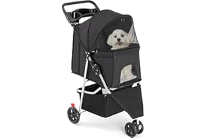 Smug Pet Stroller for Dogs and CatsFoldableLightweight and DurableIdeal for Small to Medium PetsIncludes Storage Bask