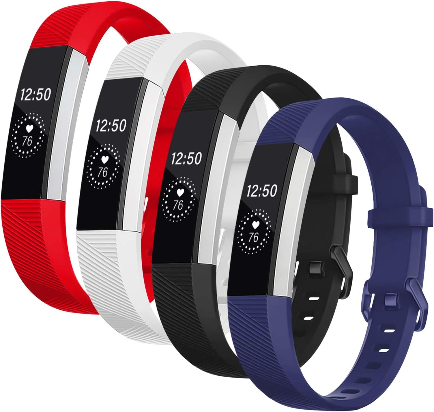 Bands Compatible with Fitbit Alta/Alta HR for Women and Men(4 Pack), Classic Soft Silicone Sport Strap Replacement Wristband for Fitbit Alta/Alta HR/Fitbit,Small Large