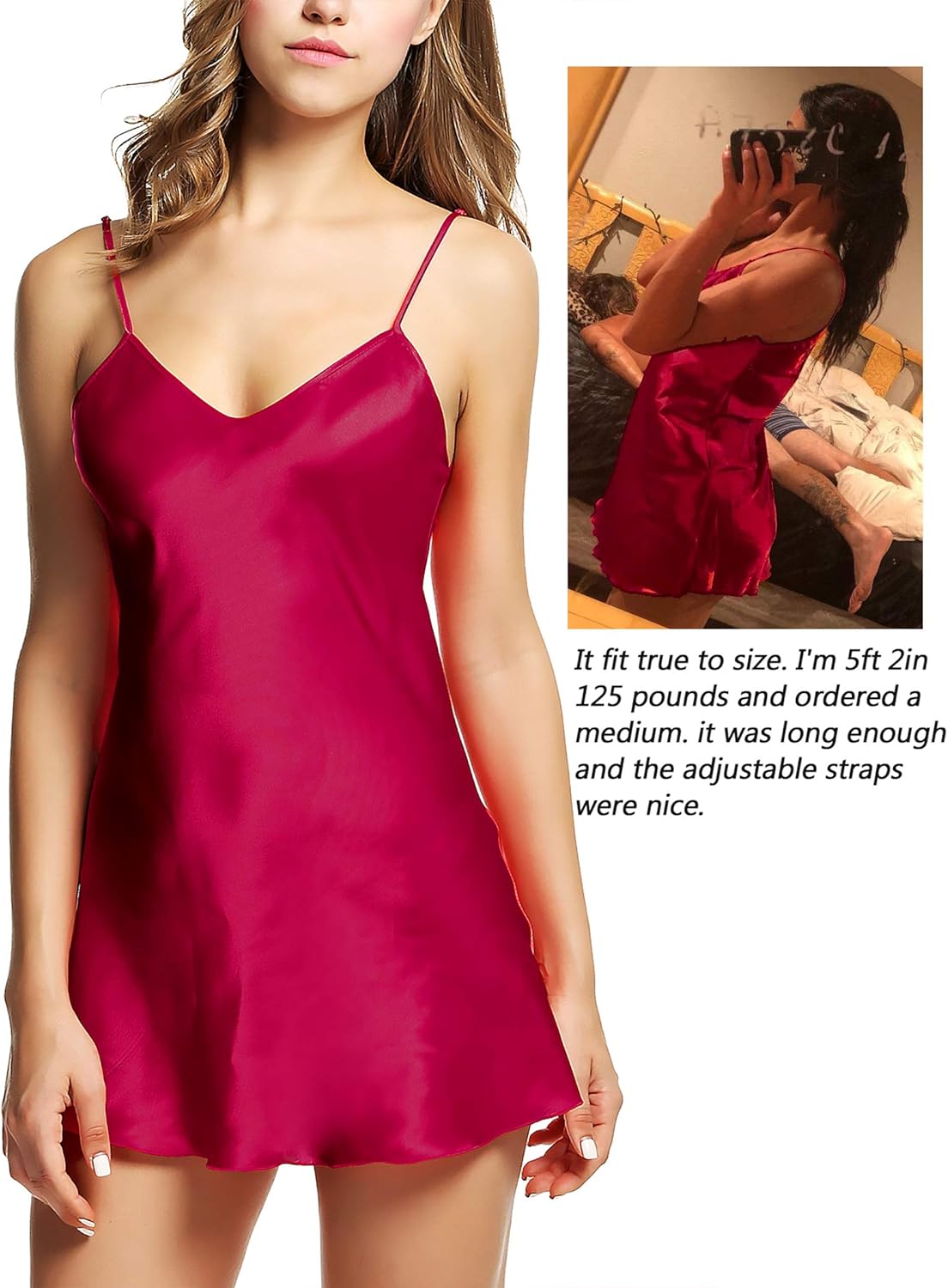 Avidlove Women Sleepwear Satin Nightgown Mini Slip Chemise Short Nightwear at  Women’s Clothing store