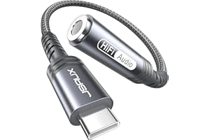 JSAUX USB C to 3.5mm Audio Jack Adapter, USBC Headphone Adapter, Type C to Aux Audio Dongle Cable with Hi-Fi DAC Chip for iPh