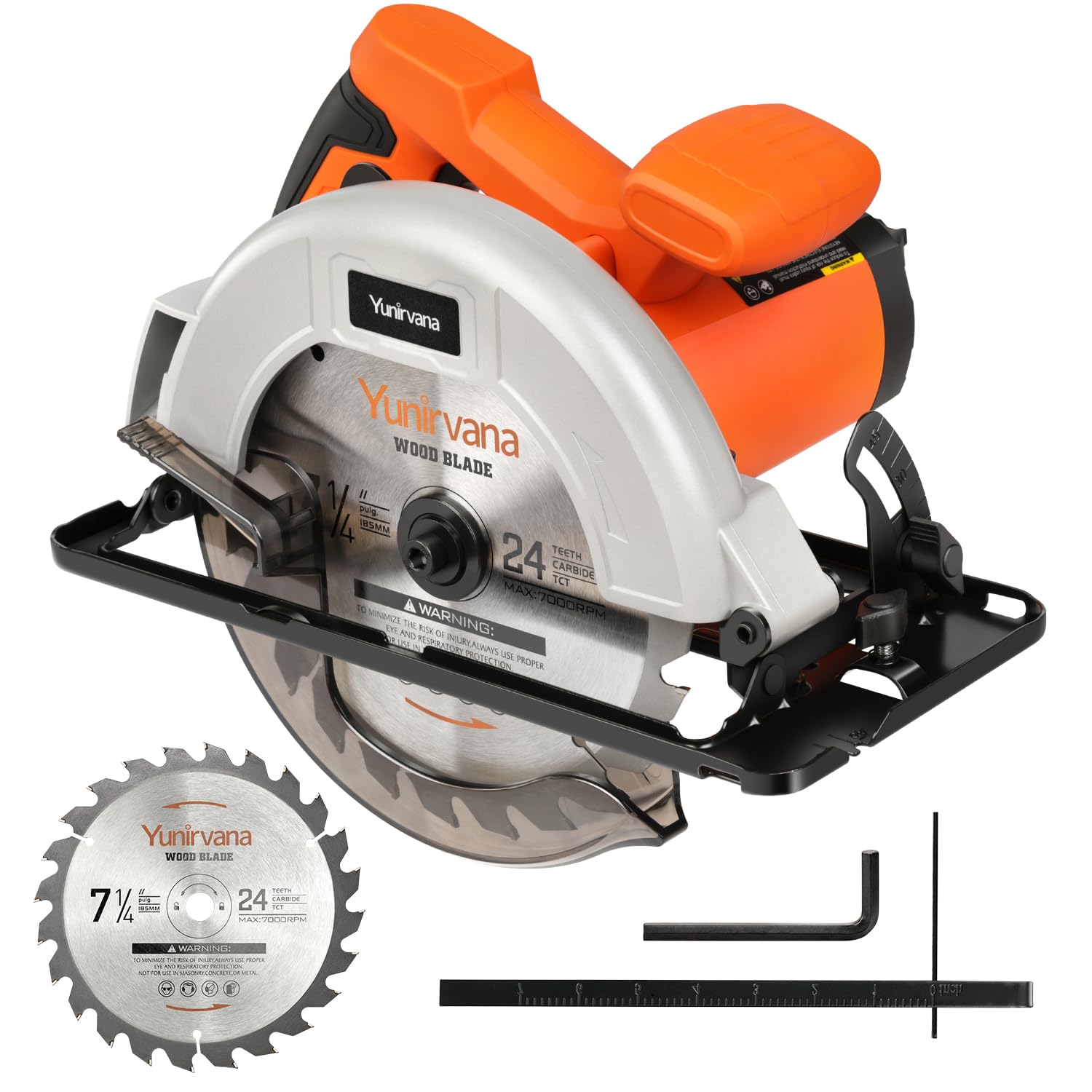 Photo 1 of Yunirvana 11 Amp Corded Circular Saw with Circular Saw Blade, 6000RPM, Adjustable Cutting Depth, 7-1/4 Inch Blade, Ideal for Wood and Plastic Cuts, Professional Carpentry Tool for Precision Cutting