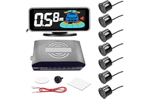 Shkalacar Car Reverse Parking Radar System Backup Rear Reversing Radars with 8 Parking Sensors Distance Detection + LCD Dista
