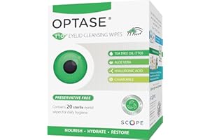 OPTASE TTO Eyelid Cleansing Wipes, 20 Wipes – Individually Wrapped Tea Tree Oil Eyelid Wipes – Preservative-Free Formula for Daily Use – Eye Doctor Recommended Tea Tree Eyelid Cleanser